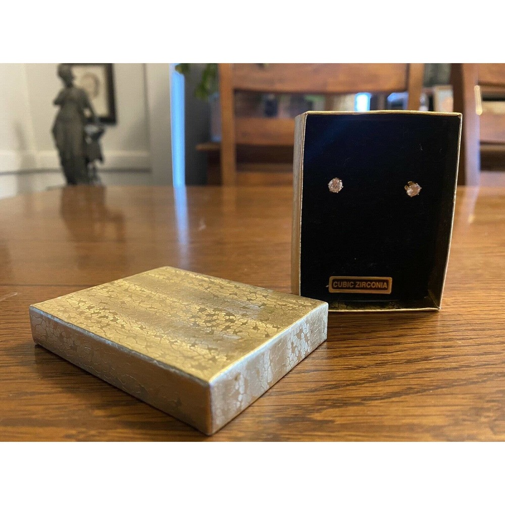 New NIB Cubic Zirconia Earrings Gold Tone Faux Crystal In Gift Box